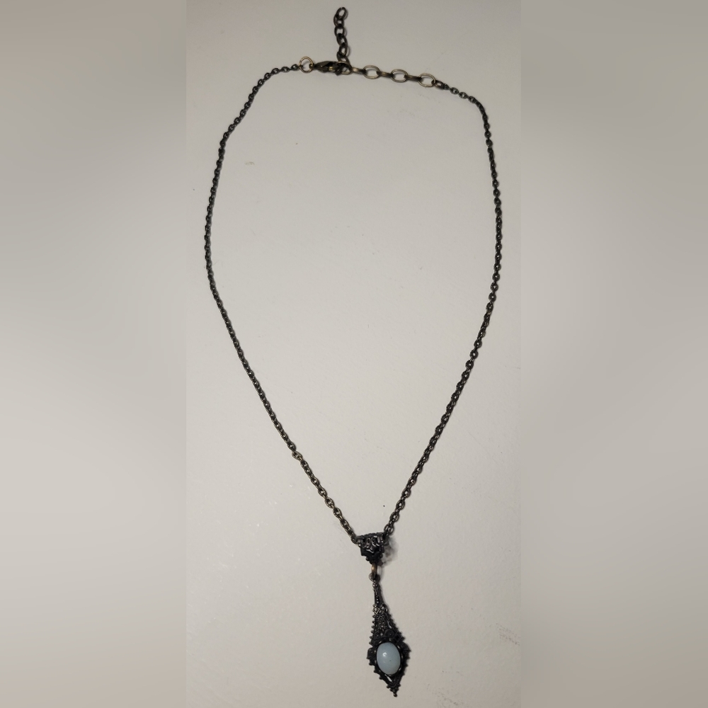 Filigree Necklace With Light Blue Stone